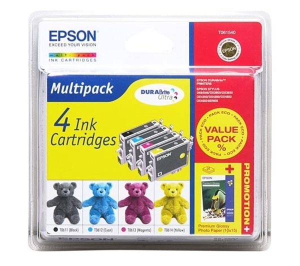 EPSON Teddybear T0615 Cyan, Magenta, Yellow & Black Ink Cartridges - Multipack, Cyan