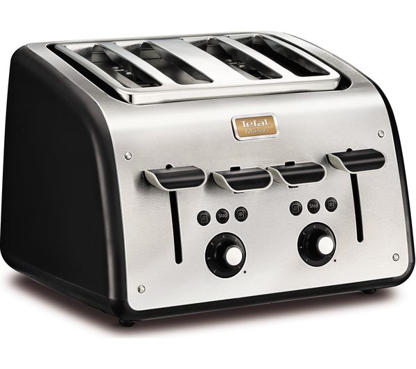 TEFAL Maison TT7708UK 4-Slice Toaster - Stainless Steel & Chalkboard Black, Stainless Steel