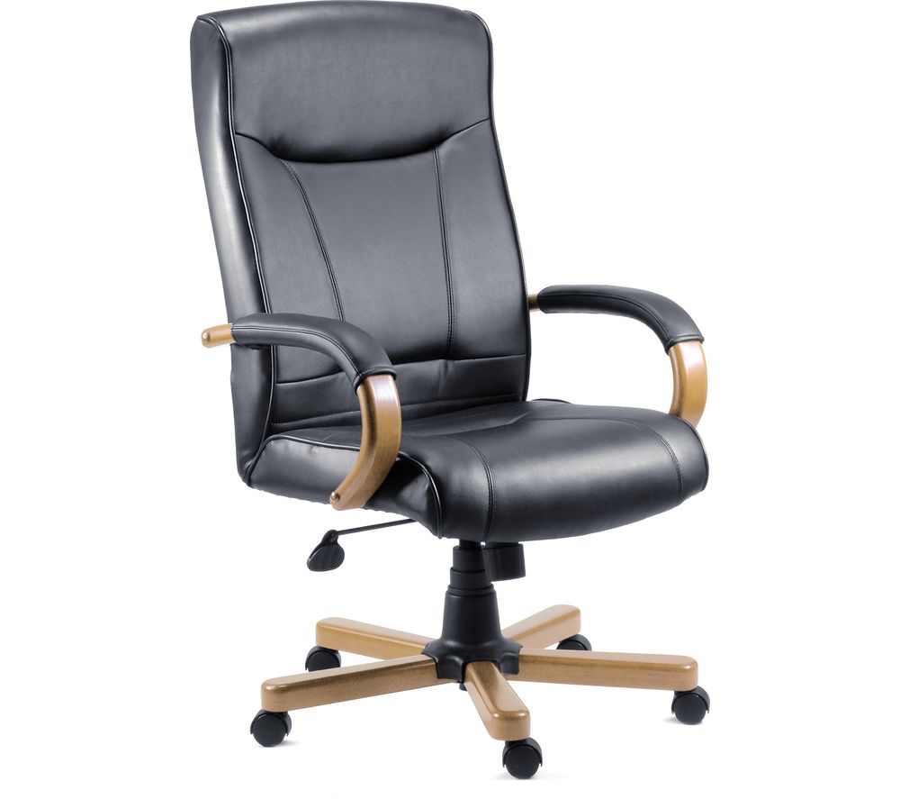 85 Series 8512HLW Bonded-leather Reclining Executive Chair - Kingston Black & Oak