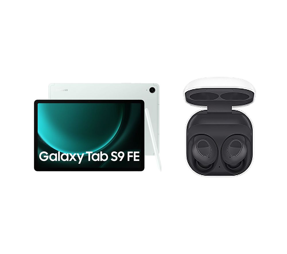 Galaxy Tab S9 FE 10.9" Tablet (256 GB, Mint) & Galaxy Buds FE Wireless Bluetooth Noise-Cancelling Earbuds Bundle