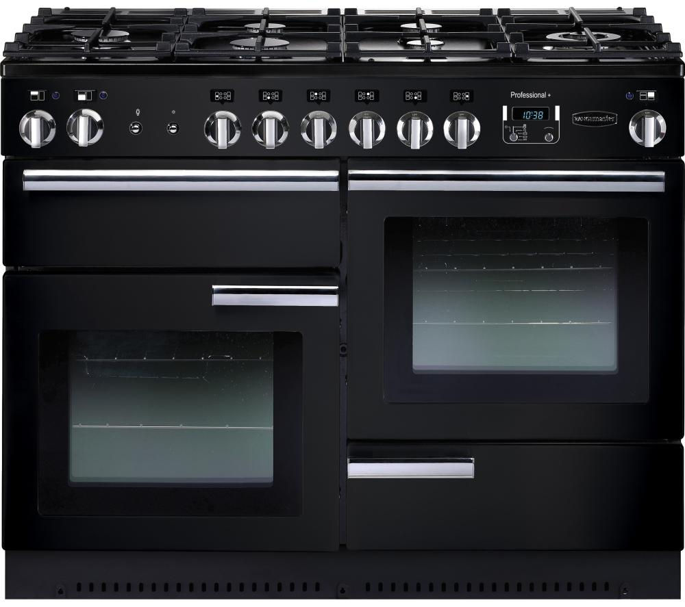 RANGEMASTER Professional 110 Gas Range Cooker - Black & Chrome, Black