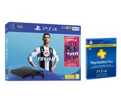 SONY PlayStation 4 500 GB with FIFA 19 & PlayStation Plus 3 Month Subscription Bundle