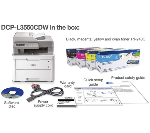 Doorbraak Met opzet sessie DCPL3550CDWZU1 - BROTHER DCPL3550CDW All-in-One Wireless Laser Colour  Printer - Currys Business