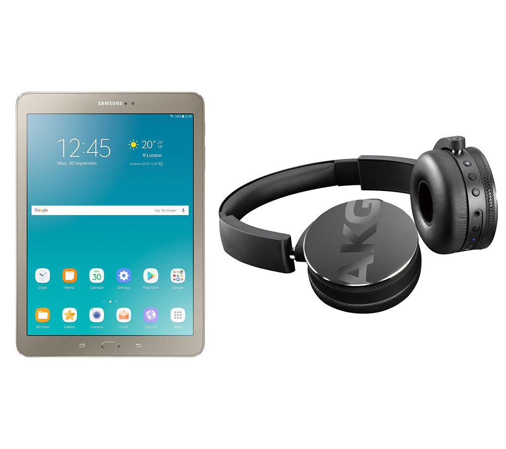 SAMSUNG Galaxy Tab S2 9.7 Tablet & C50BT Wireless Bluetooth Headphones Bundle – 32 GB, Gold, Gold