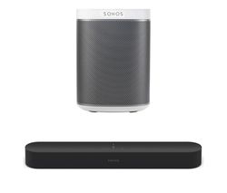 SONOS Beam Compact Sound Bar & PLAY:1 Wireless Smart Sound Multi-Room Speaker Bundle