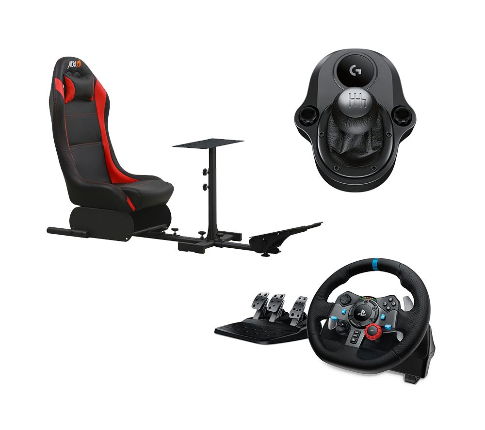 Firebase 22 Cockpit Seat, Logitech Driving Force G29 Wheel, Pedals & Shifter Bundle - PlayStation & PC
