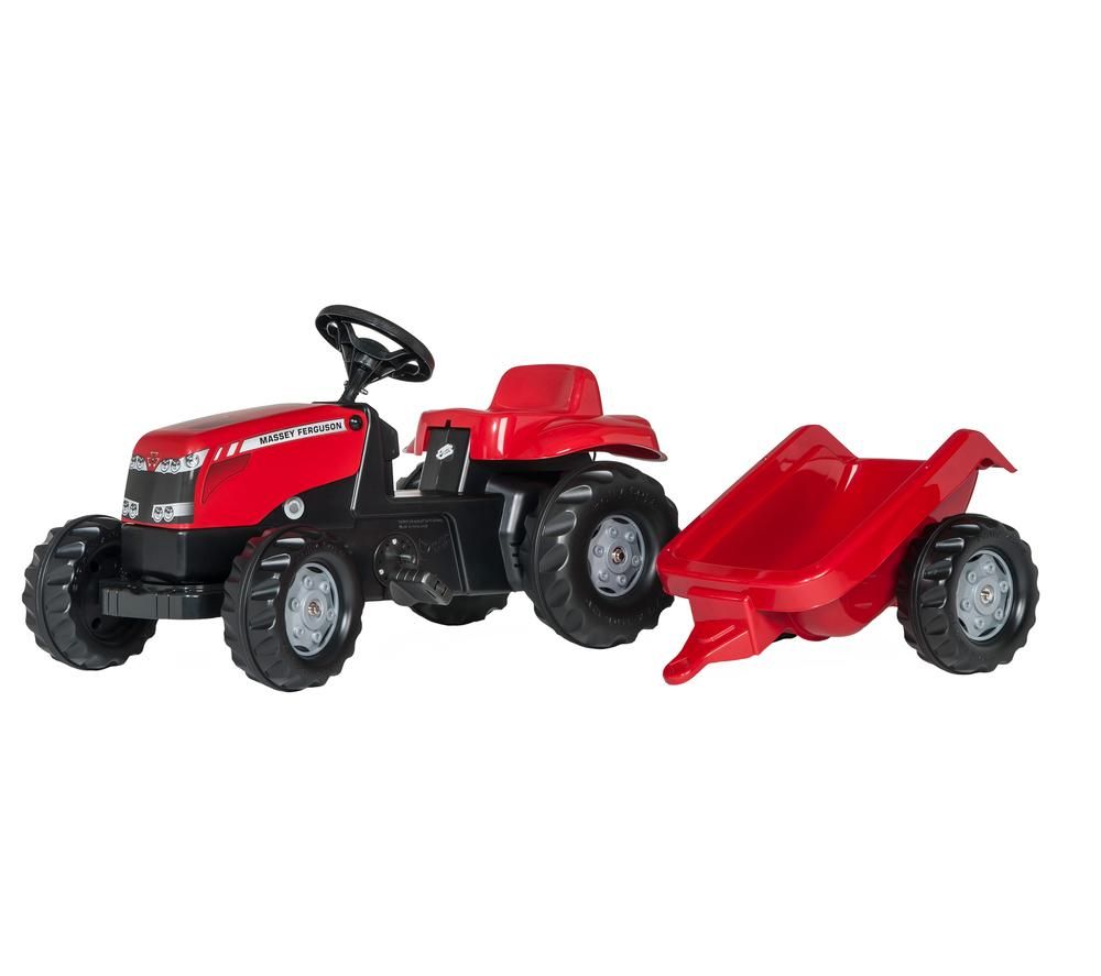 rollyKid MF Tractor with Trailer Kids' Ride-On Toy - Black & Red