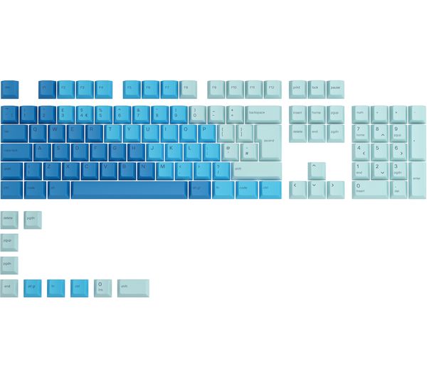 An image of GLORIOUS GPBT Keycaps - UK Layout, Ocean Blue