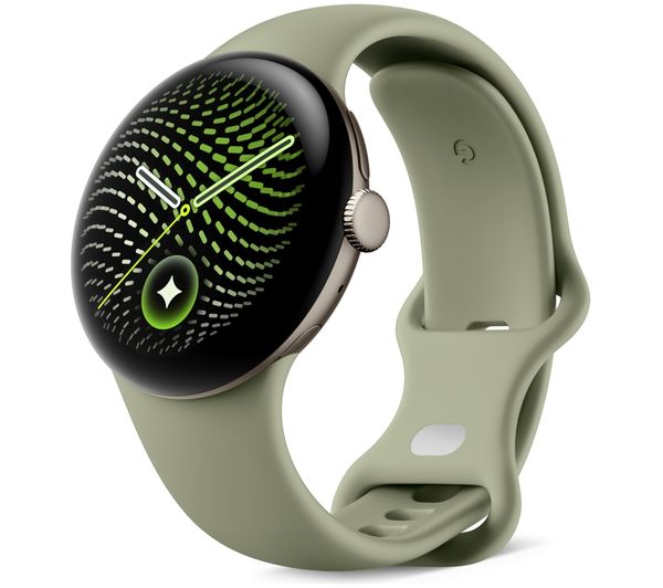 An image of GOOGLE Pixel Watch 5 WiFi - Satin Pyrite Aluminum Case with Olive Active Band, 41 mm