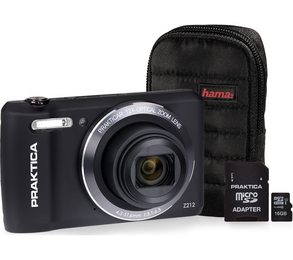 PRAKTICA Luxmedia Z212-BK Compact Camera & Accessories Bundle - Black, Black