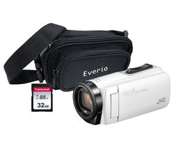JVC GZ-R495BEK Camcorder & Accessories Bundle - White