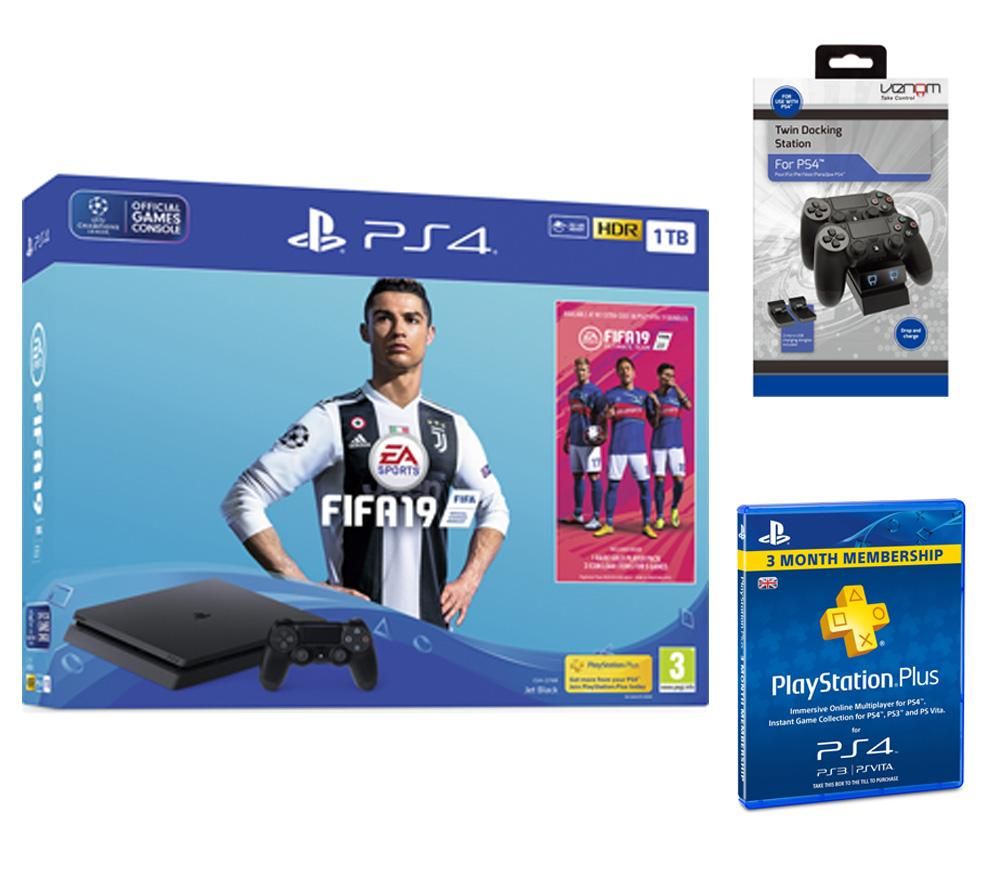 PlayStation 4 with FIFA 19, Twin Docking Station & PlayStation Plus 3 Month Subscription Bundle, Red review