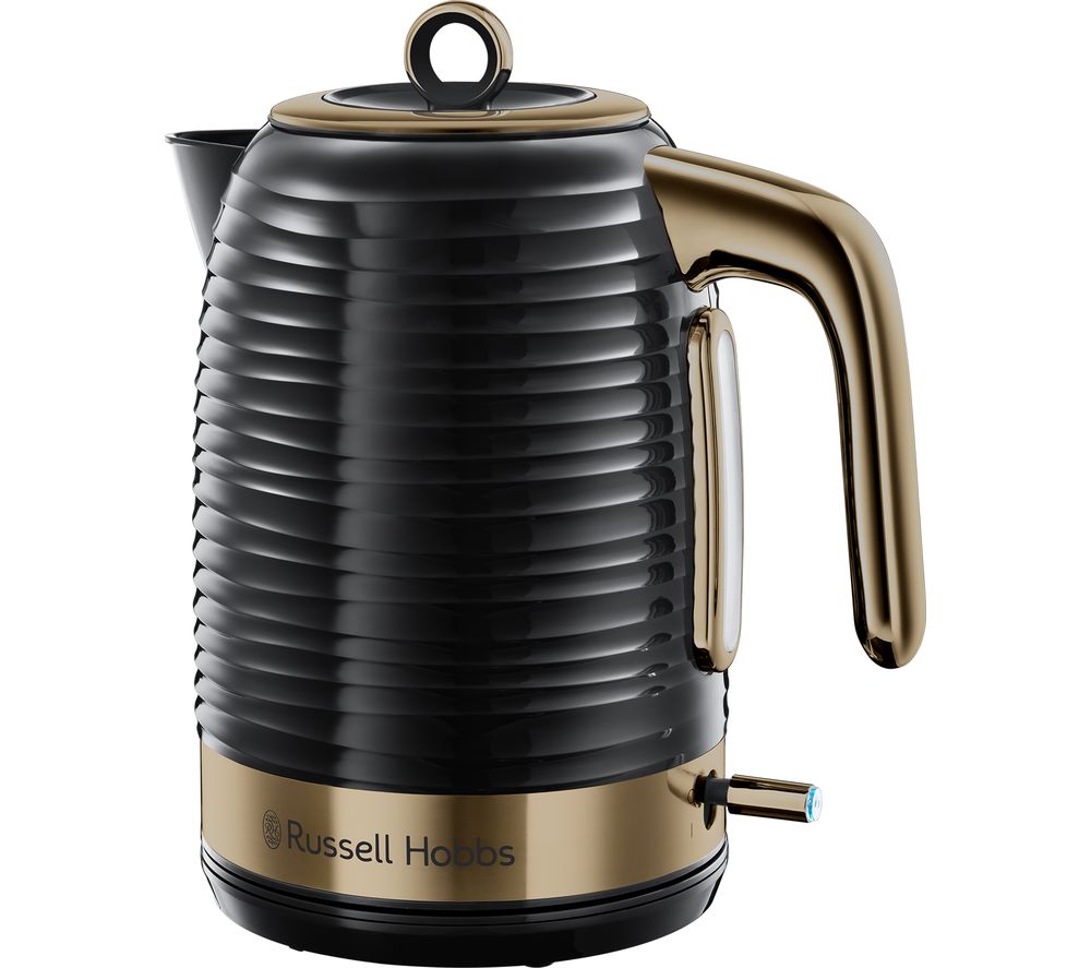 RUSSELL HOBBS Inspire Luxe 24365 Traditional Kettle - Black & Brass, Black