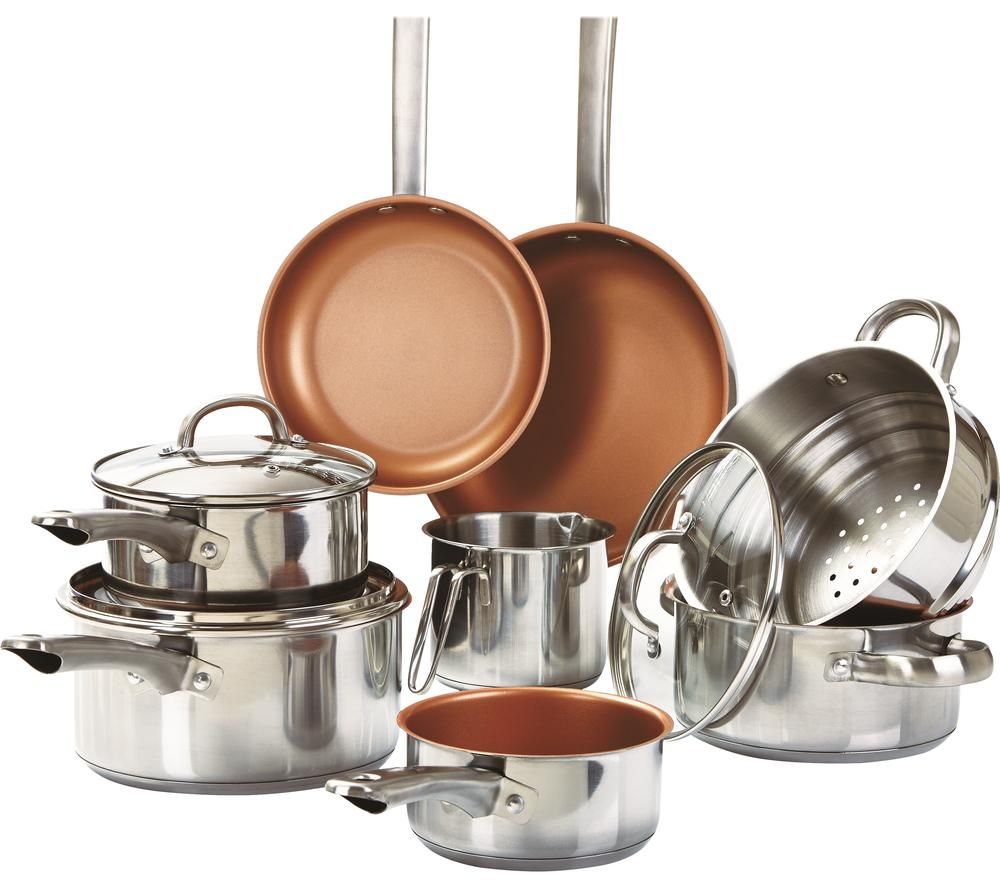 K310SS 11-piece Non-stick Cookware Set - Silver & Copper