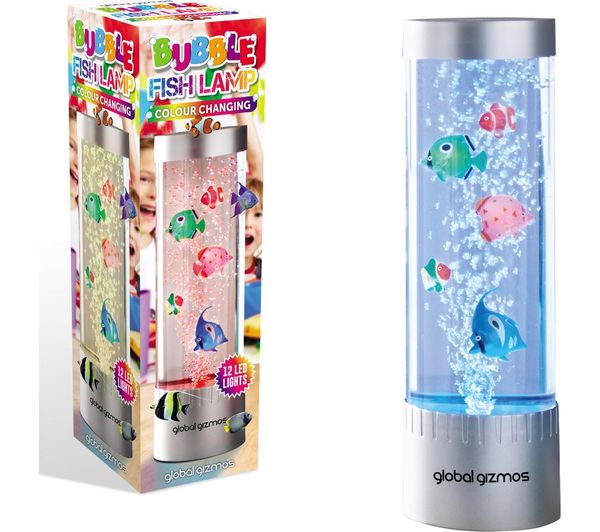 Global Gizmos Fish Water Bubble Lamp Silver