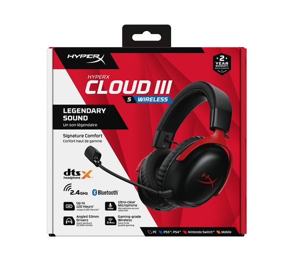HYPERX Cloud III S Wireless Gaming Headset - Black & Red - A59Z0AA