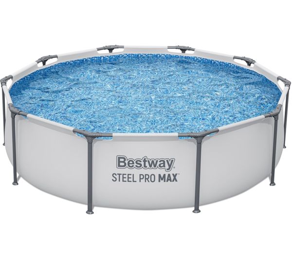 An image of BESTWAY 10ft x 30" Steel Pro Max BW56408GB-21 Round Swimming Pool - Grey