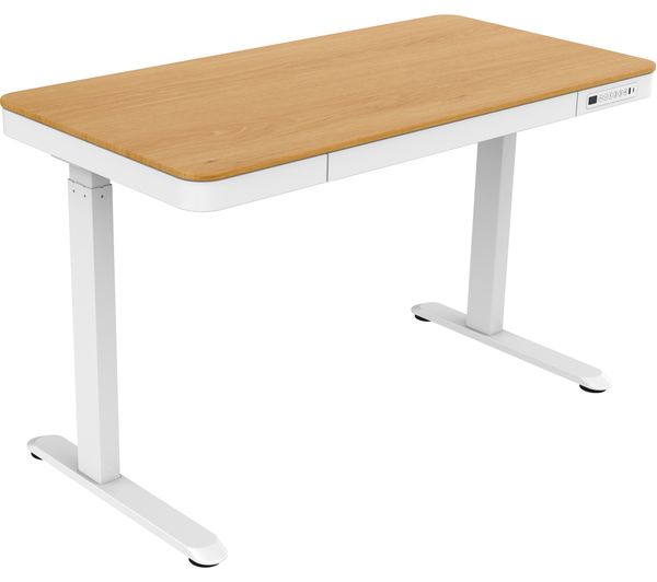 An image of SANDSTROM SHTADJTLBC26 Height Adjustable Desk - White & Wood