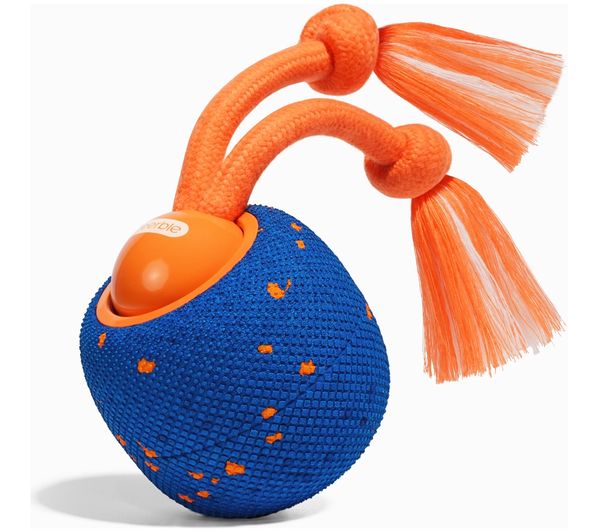 An image of CHEERBLE Wicked Ball Rolly Pet Toy - Blue & Orange
