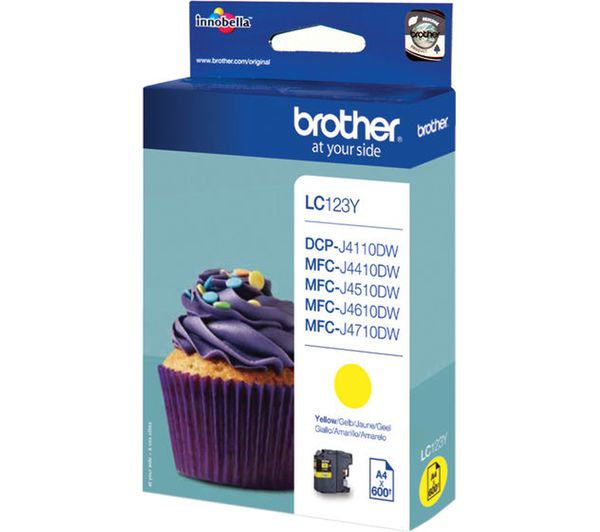 BROTHER LC123Y Yellow Ink Cartridge, Yellow