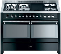 SMEG Opera A4BL-8 120 cm Dual Fuel Range Cooker - Black & Stainless Steel