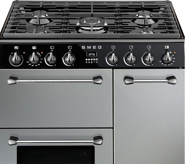 Buy SMEG Blenheim 90 cm Dual Fuel Range Cooker Silver & Black Free
