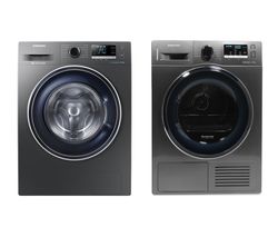 SAMSUNG DV90M50003X/EU 9 kg Heat Pump Tumble Dryer & ecobubble WW90J5456FX 9 kg 1400 Spin Washing Machine Bundle