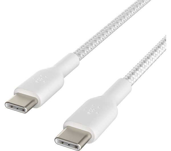 Image of BELKIN Braided to USB Type-C Cable - 1 m, White, Pack of 2