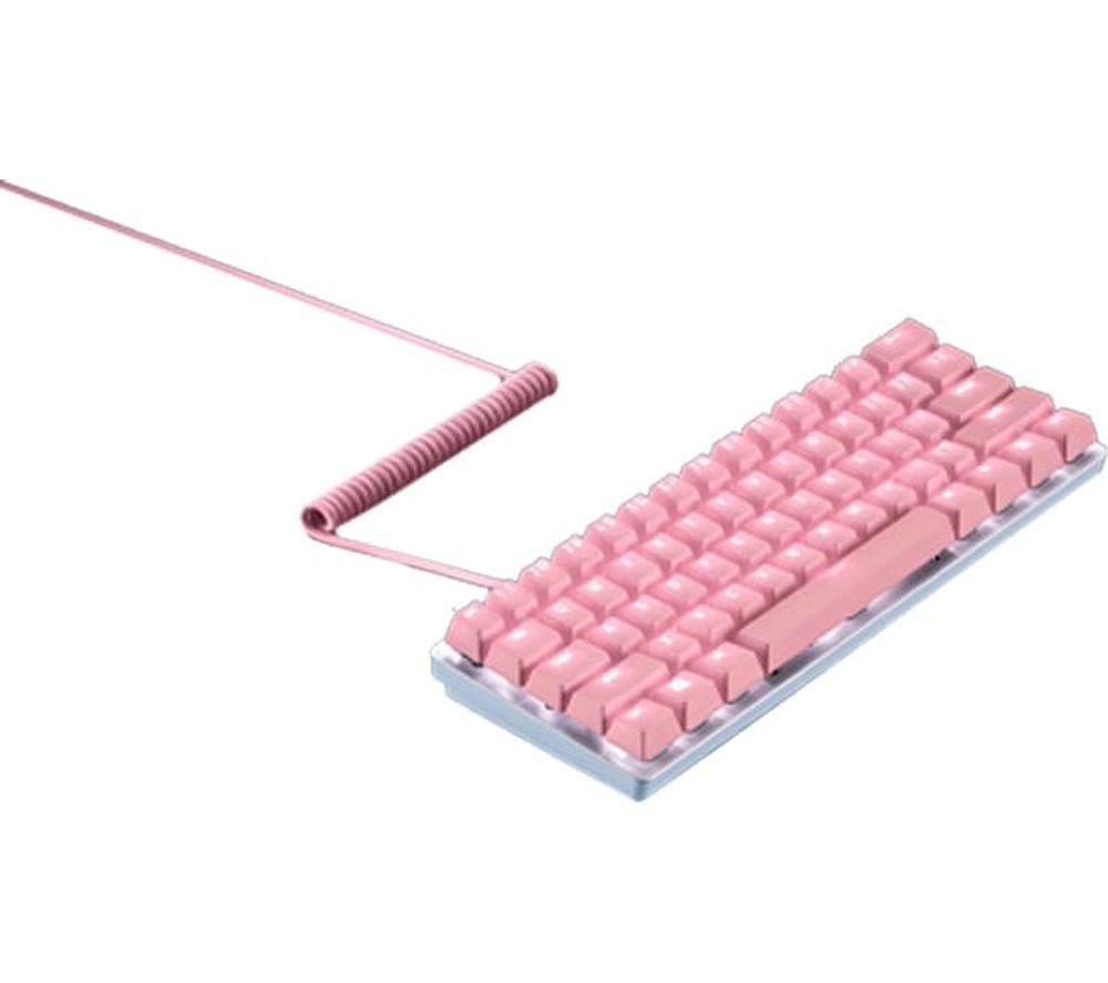 PBT Keycaps & Coiled Cable - UK/US Layout, Quartz Pink