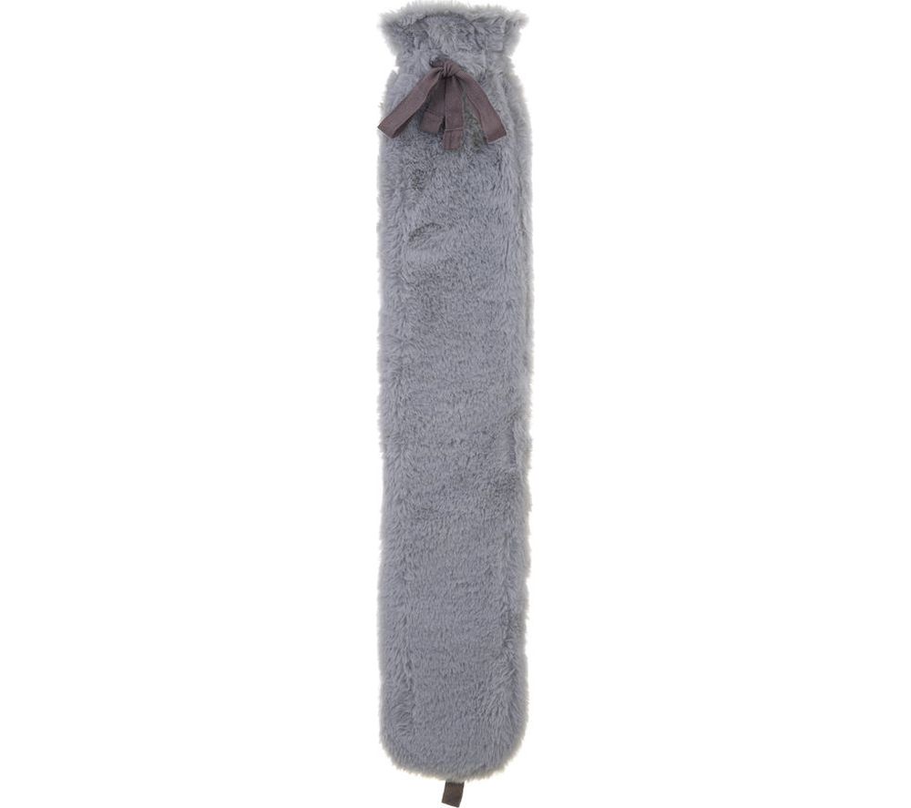 Faux Fur Long Hot Water Bottle - Grey