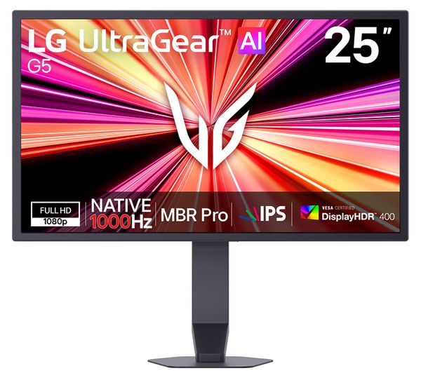 An image of LG UltraGear G5 25G590B-B.AEK Full HD 25" IPS Gaming Monitor - Purple & Dark Grey