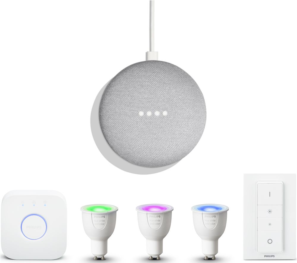 PHILIPS Hue White & Colour Ambiance GU10 Starter Kit & Google Home Mini Bundle, White review