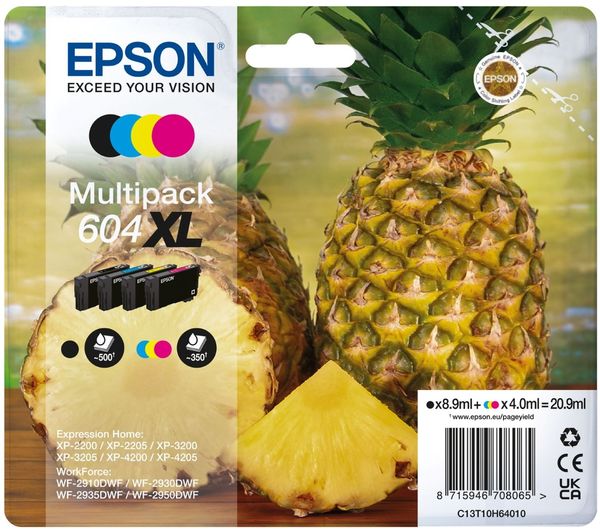 Image of EPSON 604 XL Pineapple Cyan, Magenta, Yellow & Black Ink Cartridges - Multipack