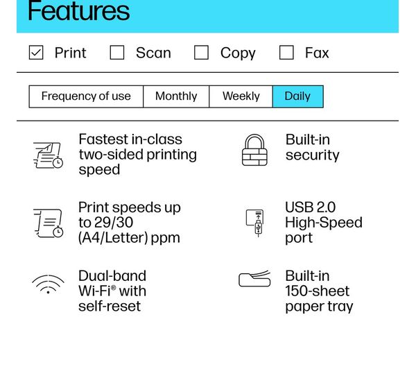 6GW62FB19 HP LaserJet M209DW Monochrome Wireless Laser Printer