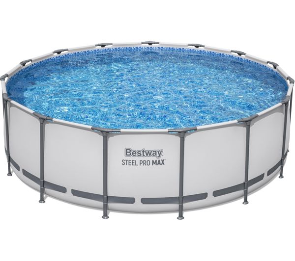 BESTWAY 15ft x 48" Steel Pro Frame BW56438GB-23 Round Swimming Pool - Grey