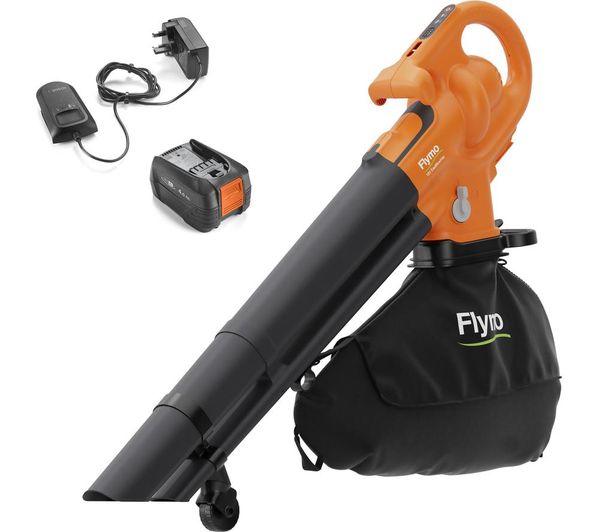 FLYMO EasiBlowVac 4.0 Cordless Garden Vacuum & Leaf Blower - Orange & Black