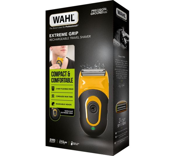 An image of WAHL Extreme Grip Compact Travel Shaver - Black & Yellow