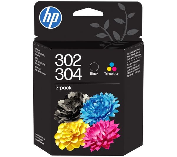An image of HP 302/304 Tri-colour and Black Ink Cartridge - Pack of 2
