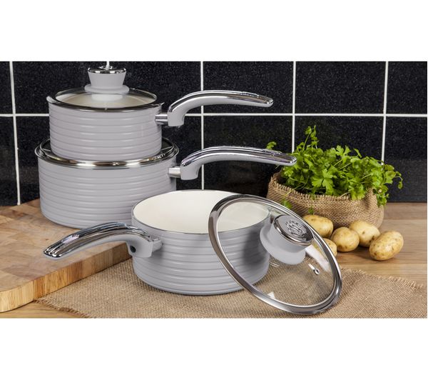 Buy SWAN  Retro  SWPS3020GRN 3 piece Non stick Saucepan Set  