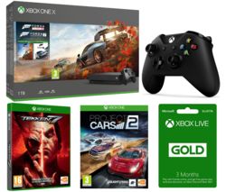 MICROSOFT Xbox One X, Forza Horizon 4, Forza Motorsport 7, Tekken 7, Project Cars 2, 3 Months LIVE Gold & Wireless Controller Bundle