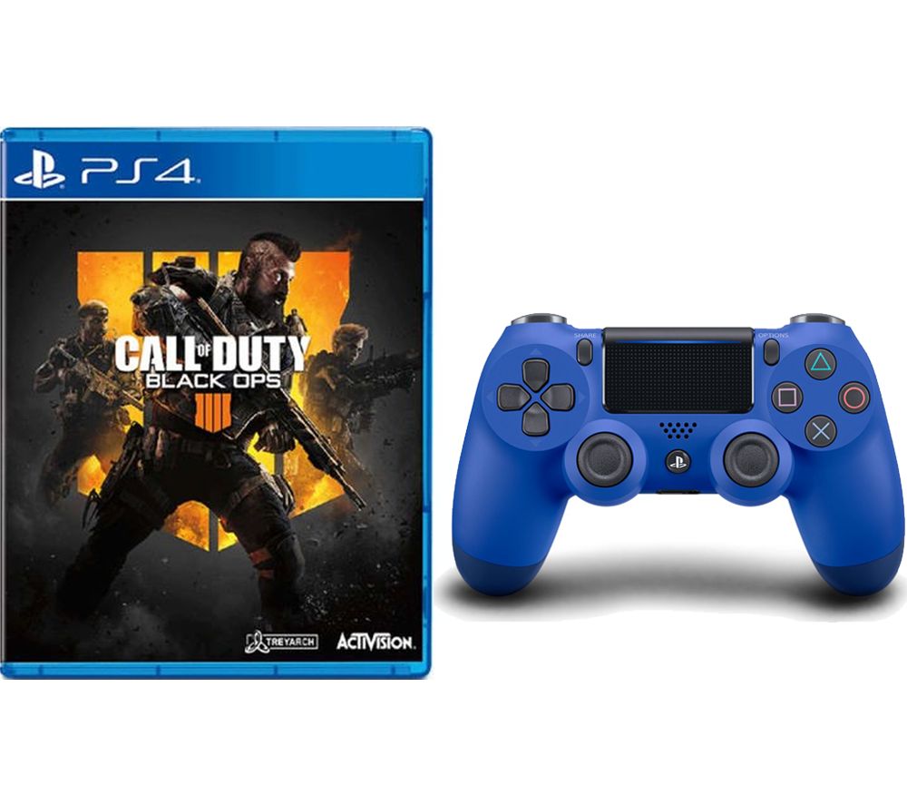 PS4 Call of Duty Black Ops 4 & DualShock 4 V2 Wireless Controller Bundle - Blue, Black