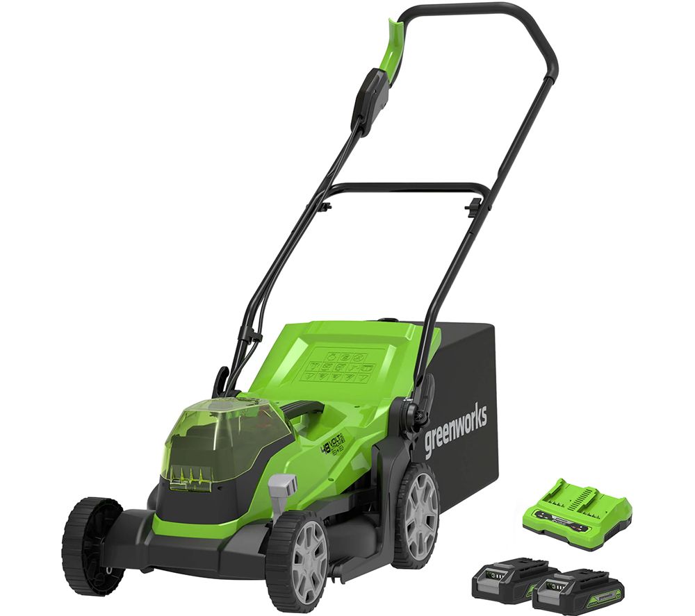 GWG24X2LM36K2X Cordless Rotary Lawn Mower with 2 batteries - Black & Green
