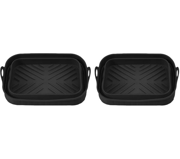 Tower T843091 2 Piece Non Stick Silicone Foldable Tray Set Black