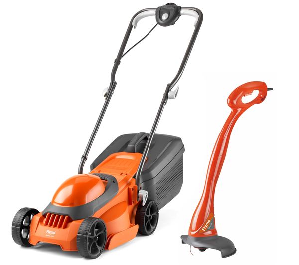 Flymo Easimow 300 Corded Rotary Lawn Mower Minitrim Cordless Grass Trimmer Orange Grey