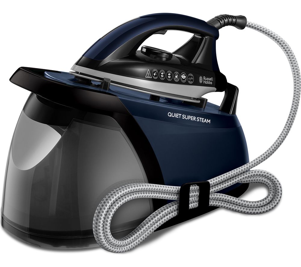 RUSSELL HOBBS Quiet SuperSteamPro 24470 Steam Generator Iron - Black & Blue, Black RUSSELL HOBBS Quiet SuperSteamPro 24470 Steam Generator Iron - Black & Blue, Black