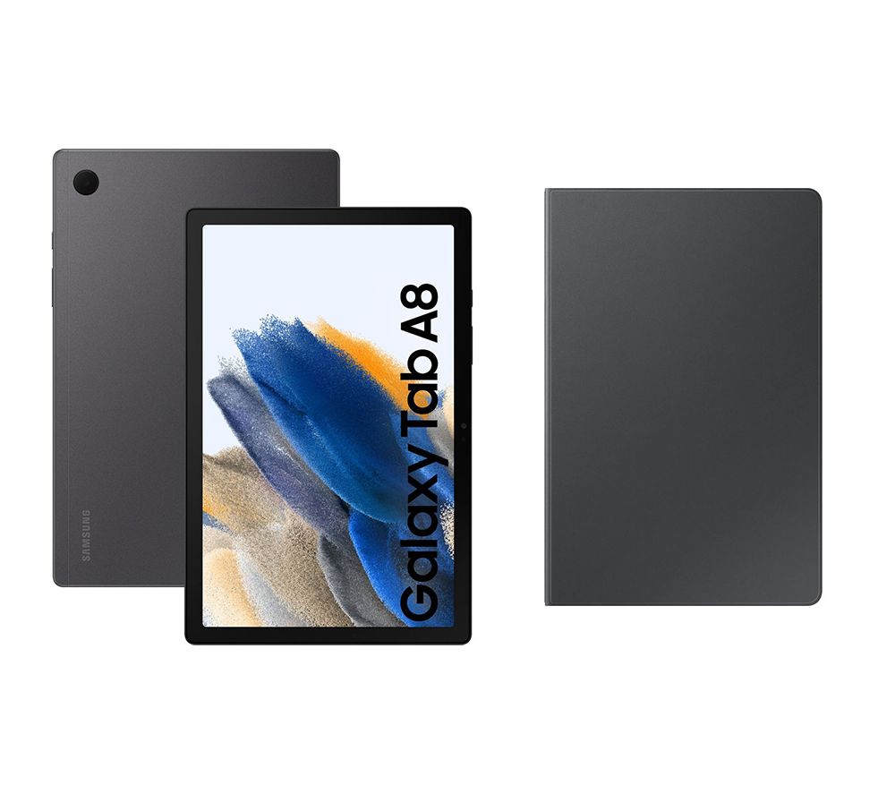 Galaxy Tab A8 10.5" 4G Tablet (32 GB, Graphite) & Book Cover (Dark Grey) Bundle