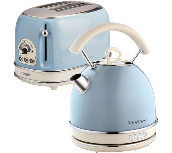 Ariete Vintage Arpk12 2 Slice Toaster Traditional Kettle Bundle Blue