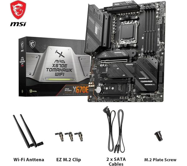 MSI MAG X670E Tomahawk WiFi Gaming Motherboard (AMD AM5, DDR5, PCIe 5.0, SATA 6Gb/s, M.2, USB 3.2 Gen 2, Wi-Fi 6E, 2.5Gbps LAN, HDMI/DP, ATX) MSI MAG X670E TOMAHAWK WIFI AM5 Motherboard - 123300 - Currys Business