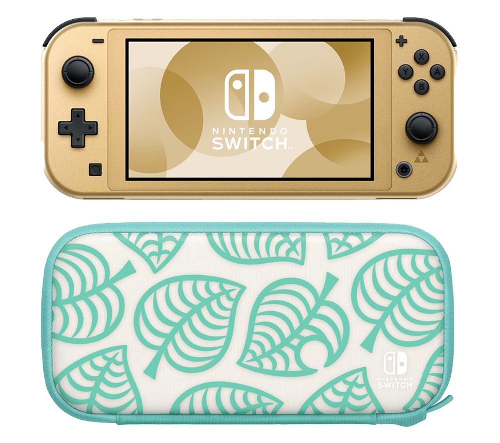 Switch Lite: Hyrule Edition, Nintendo Switch Online 12 Month Membership & Carrying Case (Animal Crossing: New Horizons Edition) Bundle