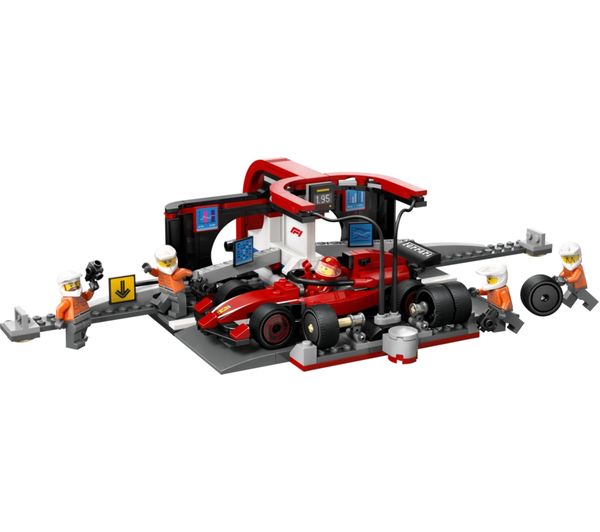 An image of LEGO City 60443 F1 Pit Stop & Pit Crew with Ferrari Car Set